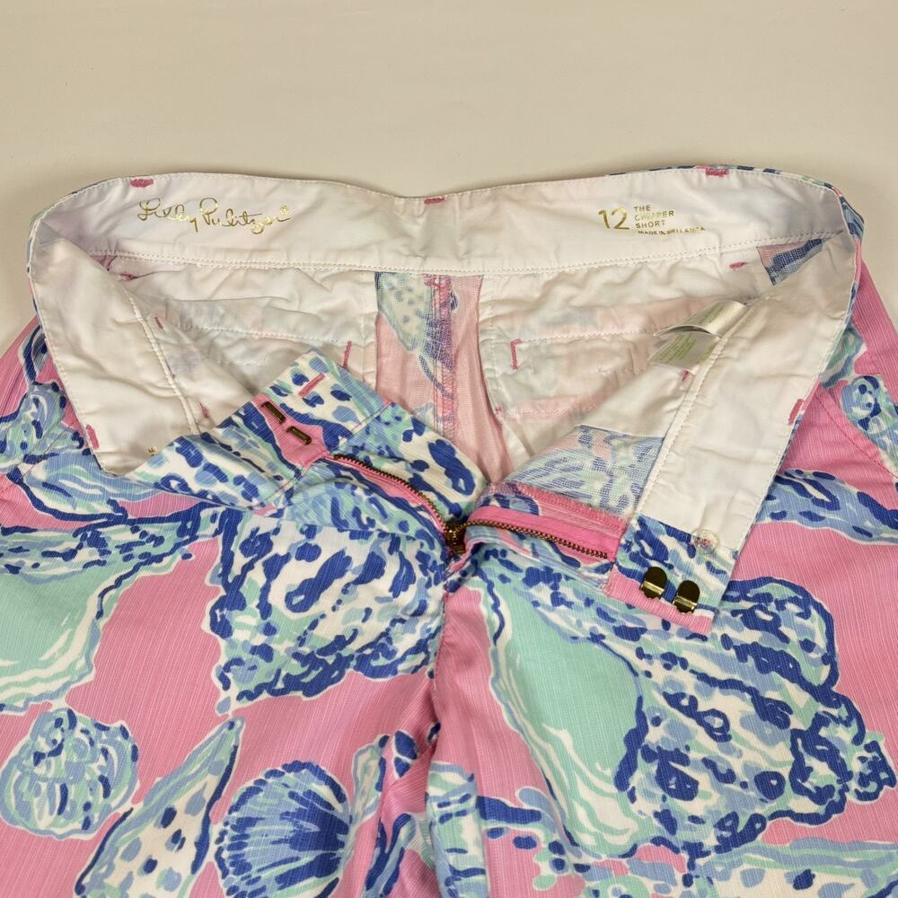 Lilly Pulitzer Women’s The Chipper Short Blue/Pink Tropical Bermuda Shorts Sz 12 - Picture 15 of 16